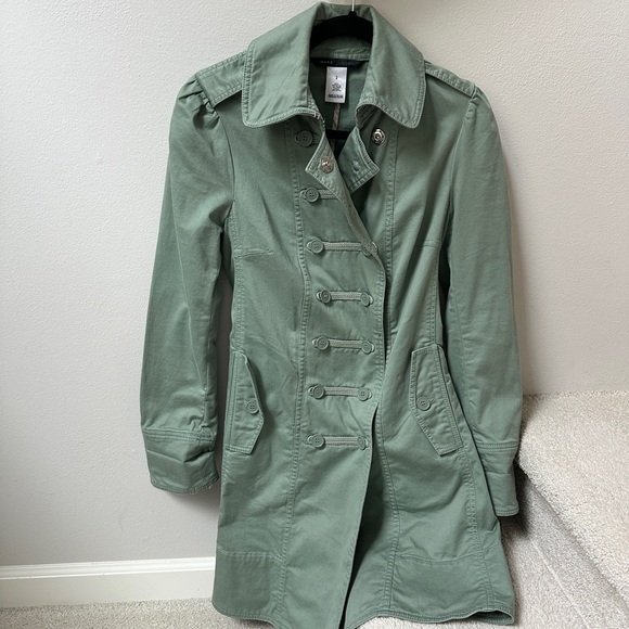 Marc Jacobs Olive Trench Coat with Tie 100% Cotton Size 2